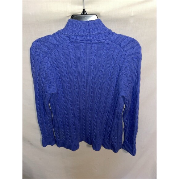 L.L. Bean Women’s Open Cardigan Size Small Blue Cable Knit Cozy Comfort Party - Picture 8 of 12